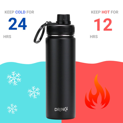 DRINCO® 650ml Edelstahl Sport Wasserflasche - Black