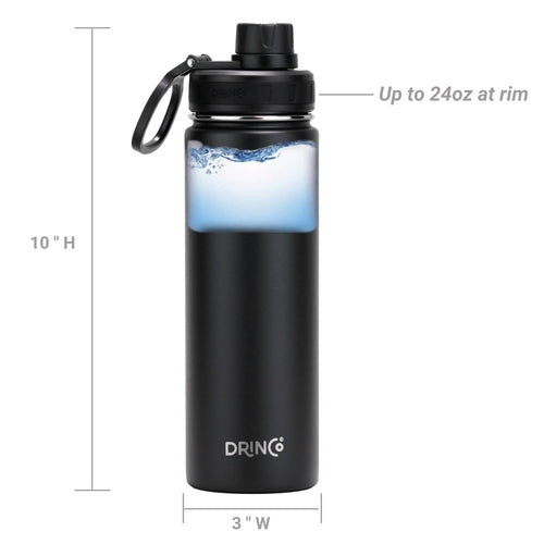 DRINCO® 650ml Edelstahl Sport Wasserflasche - Black