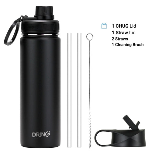 DRINCO® 650ml Edelstahl Sport Wasserflasche - Black